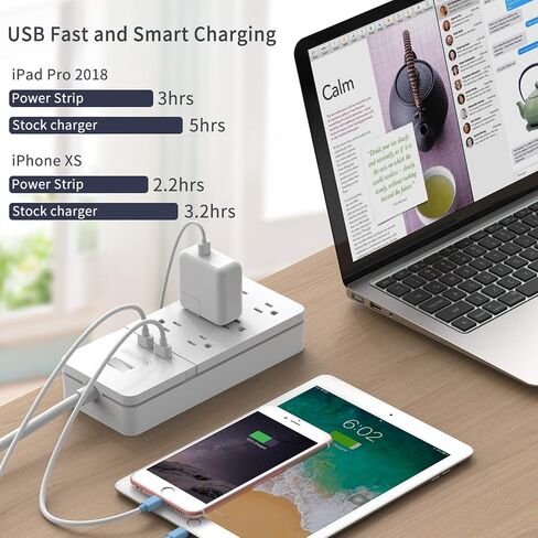 قابس مسطح بسلك تمديد بطول 25 قدمًا، شريط طاقة NTONPOWER 8 مخارج لحماية التيار مع منافذ USB، 1080 جول، قاطع دائرة 15 أمبير، حامل على الحائط لورشة عمل المكتب المنزلي أو المرآب، مدرج في قائمة ETL، أبيض in Saudi Arabia