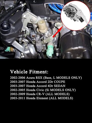 صمام بكرة الملف اللولبي VTEC مع مفتاح ضغط زيت التوقيت وحشية متوافقة مع Honda Accord CR-V Element Civic Acura RSX Acura TSX استبدال # 15810-RAA-A01 15810-RAA-A03 in Kuwait