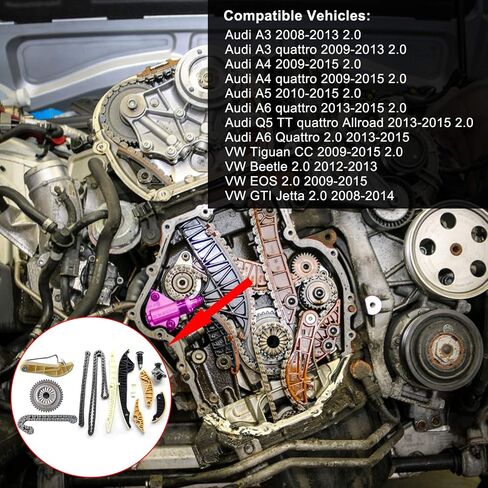 06H109469T 06H109469AD Engine Timing Chain Kit Replacement for A3 A4 A5 A6 Q5 Quattro Jetta CC GTI Beetle 2.0T in Saudi Arabia