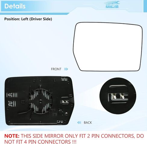 زجاج مرآة ساخن من جانب السائق CMRDQD متوافق مع مرآة محدبة ذات رؤية جانبية خارجية لسيارة Ford F150 2004-2014، استبدال # 4L3Z-17K707-DB (يسار) in Kuwait