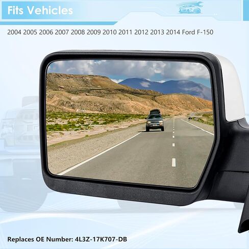 زجاج مرآة ساخن من جانب السائق CMRDQD متوافق مع مرآة محدبة ذات رؤية جانبية خارجية لسيارة Ford F150 2004-2014، استبدال # 4L3Z-17K707-DB (يسار) in Kuwait