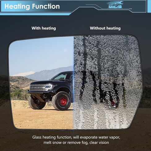 زجاج مرآة ساخن من جانب السائق CMRDQD متوافق مع مرآة محدبة ذات رؤية جانبية خارجية لسيارة Ford F150 2004-2014، استبدال # 4L3Z-17K707-DB (يسار) in Kuwait