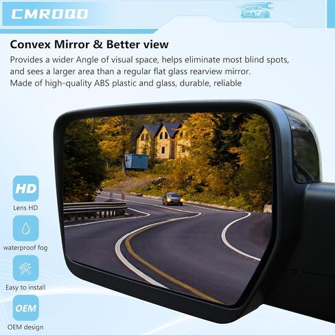 زجاج مرآة ساخن من جانب السائق CMRDQD متوافق مع مرآة محدبة ذات رؤية جانبية خارجية لسيارة Ford F150 2004-2014، استبدال # 4L3Z-17K707-DB (يسار) in Kuwait