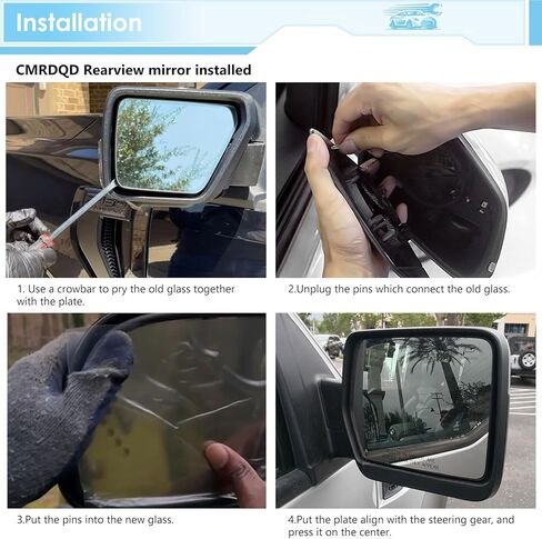 زجاج مرآة ساخن من جانب السائق CMRDQD متوافق مع مرآة محدبة ذات رؤية جانبية خارجية لسيارة Ford F150 2004-2014، استبدال # 4L3Z-17K707-DB (يسار) in Kuwait