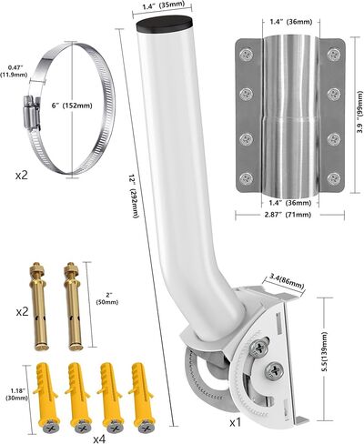 مجموعة ستارلينك للإنترنت عبر الأقمار الصناعية - مثالية للتركيب على السقف والعمود والجدار J، متوافقة مع طبق مستطيل V2، حل تركيب متعدد الاستخدامات (دعامة فقط) in Kuwait