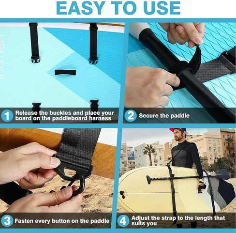 حزام حمل لوح التجديف، حزام حمل قابل للتعديل لقوارب الكاياك/SUP/ركوب الأمواج مع حمالة كتف مبطنة، أشرطة لوح مجداف بدون استخدام اليدين لحمل اللوح والمجداف، حامل لوح مجداف قوي للرجال والنساء in Kuwait