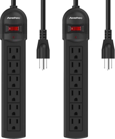 6-Outlet Surge Protector Power Strip with 2 USB Ports - ETL, 900 Joules, 5-Foot Extension Cord (1875W/15A), Overload Protection, Black in Saudi Arabia