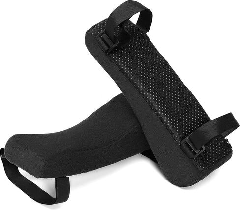 MOSISO Chair Armrest Covers, Ergonomic Memory Foam Curved Chair Arm Pads Comfortable Home Office Gaming Chair Cushion Adjustable Washable Elbow Support Forearm Pressure Relief (2 Pack), Black in Saudi Arabia