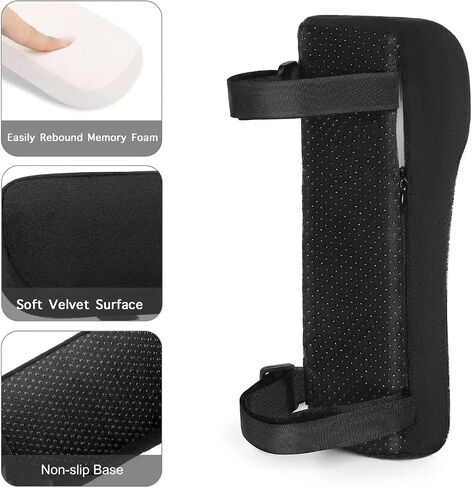 MOSISO Chair Armrest Covers, Ergonomic Memory Foam Curved Chair Arm Pads Comfortable Home Office Gaming Chair Cushion Adjustable Washable Elbow Support Forearm Pressure Relief (2 Pack), Black in Saudi Arabia
