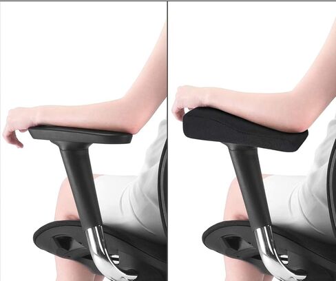 MOSISO Chair Armrest Covers, Ergonomic Memory Foam Curved Chair Arm Pads Comfortable Home Office Gaming Chair Cushion Adjustable Washable Elbow Support Forearm Pressure Relief (2 Pack), Black in Saudi Arabia