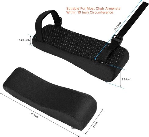 MOSISO Chair Armrest Covers, Ergonomic Memory Foam Curved Chair Arm Pads Comfortable Home Office Gaming Chair Cushion Adjustable Washable Elbow Support Forearm Pressure Relief (2 Pack), Black in Saudi Arabia