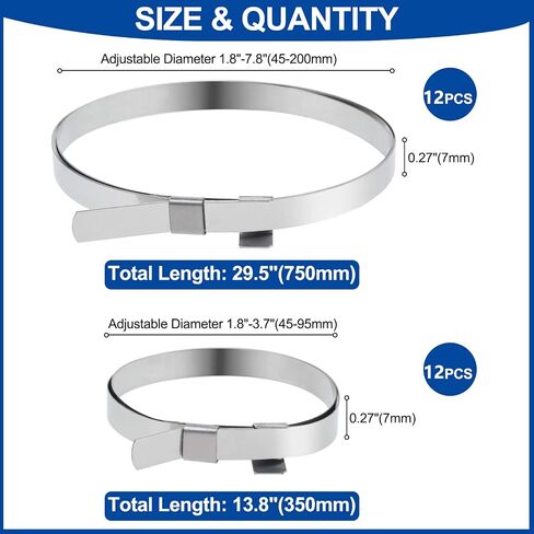 RealPlus CV Joint Boot Clamps Stainless Steel Universal Adjustable Drive Axle Shaft Joint Crimp Clamps (12pcs 13.8" and 12pcs 29.5") in Saudi Arabia