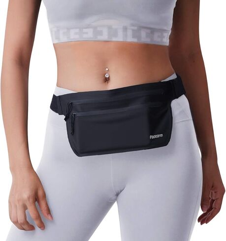 حزام الجري النحيف من PaceArm Running Fanny Pack، حقيبة جري مقاومة للماء خالية من الارتداد، حزام عداء قابل للتعديل لجميع الهواتف iPhone/Android، حزمة خصر للجري لتمارين الصالة الرياضية، حزام نقود للسفر in Kuwait