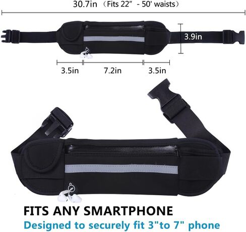 Running Belt Waist Pack Bag,Workout Gear,Gym Fitness Fanny Pack for Phone,Cell Phone Holder for Running,Jogging Pocket Belt for Women & Men,Running Accessories (Black)1 in Saudi Arabia