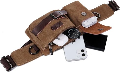 باوشا YB-01 خمر الرجال الخصر حقيبة الرياضة الخصر حزمة بوم حقيبة الأمن المال الخصر يوم حزمة الحقيبة حزام الورك حقيبة بومباغ القهوة in Kuwait