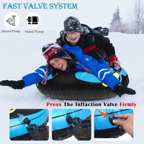 SUNYPLAY Inflatable Snow Tubes for Sledding Heavy Duty with Handle for Family Winter Activity, Double Layer Bottom Winter Flexible Snow Sleds for Adults Outdoor Activity in Saudi Arabia