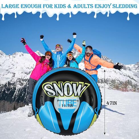 SUNYPLAY Inflatable Snow Tubes for Sledding Heavy Duty with Handle for Family Winter Activity, Double Layer Bottom Winter Flexible Snow Sleds for Adults Outdoor Activity in Saudi Arabia