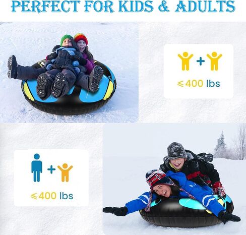 SUNYPLAY Inflatable Snow Tubes for Sledding Heavy Duty with Handle for Family Winter Activity, Double Layer Bottom Winter Flexible Snow Sleds for Adults Outdoor Activity in Saudi Arabia