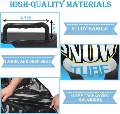 SUNYPLAY Inflatable Snow Tubes for Sledding Heavy Duty with Handle for Family Winter Activity, Double Layer Bottom Winter Flexible Snow Sleds for Adults Outdoor Activity in Saudi Arabia