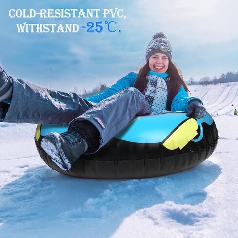 SUNYPLAY Inflatable Snow Tubes for Sledding Heavy Duty with Handle for Family Winter Activity, Double Layer Bottom Winter Flexible Snow Sleds for Adults Outdoor Activity in Saudi Arabia