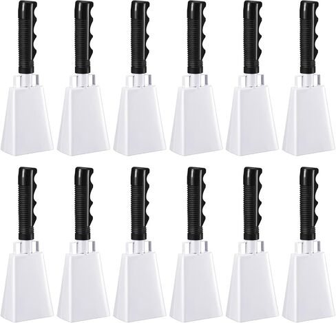 12 Pcs Cow Bell 8 Inch Noise Makers for Sporting Events Loud Hand Bell Musical Cheering Cowbell with Handle for Football Classroom Graduation School Events (Black) in Saudi Arabia