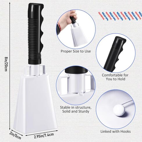 12 Pcs Cow Bell 8 Inch Noise Makers for Sporting Events Loud Hand Bell Musical Cheering Cowbell with Handle for Football Classroom Graduation School Events (Black) in Saudi Arabia