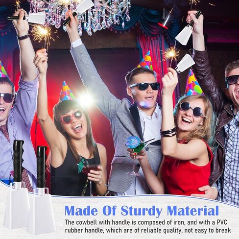 12 Pcs Cow Bell 8 Inch Noise Makers for Sporting Events Loud Hand Bell Musical Cheering Cowbell with Handle for Football Classroom Graduation School Events (Black) in Saudi Arabia