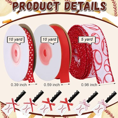 Lukmaa 6 قطع أجراس بقرة مقاس 9 بوصة مع مقابض موضوع البيسبول مع شريط من أجراس البقر الإيقاعية للأحداث الرياضية، صانعي الضوضاء، فريق روح الرياضة، هدايا حفلات البيسبول لمحبي البيسبول in Kuwait