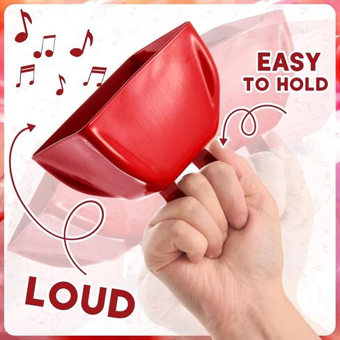 15 Pack Red Cow Bells Noise Makers with Handle - Loud Sound Hand Percussion Cowbells for Sporting Events, Football Games, Ceremonies, 3x2.8x2.5 in in Saudi Arabia