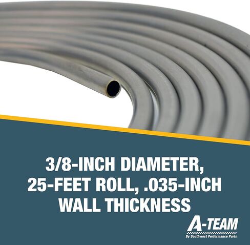 A-Team Performance - 3003-Grade Aluminum Coiled Tubing Fuel Line Tube, 3/8 Inch, Diameter 25-Feet Roll.035-inch Wall Thickness. - Compatible with Larger Tube Diameter in Saudi Arabia
