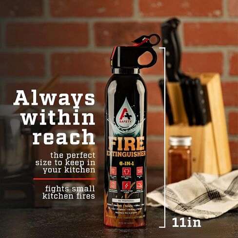 Portable Fire Extinguisher | 6-in-1 Small Fire Extinguisher for Home, Garage, Kitchen, Car | For Electric, Textile and Grease Fires | Non-Toxic, Easy Clean | Wall Mount Incl (2PK) in Saudi Arabia