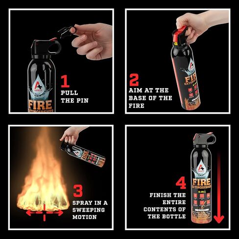 Portable Fire Extinguisher | 6-in-1 Small Fire Extinguisher for Home, Garage, Kitchen, Car | For Electric, Textile and Grease Fires | Non-Toxic, Easy Clean | Wall Mount Incl (2PK) in Saudi Arabia