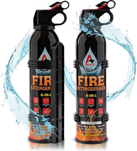 Portable Fire Extinguisher | 6-in-1 Small Fire Extinguisher for Home, Garage, Kitchen, Car | For Electric, Textile and Grease Fires | Non-Toxic, Easy Clean | Wall Mount Incl (2PK) in Saudi Arabia
