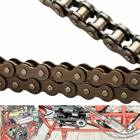 Mini Bike Rear Chain Fits Coleman CT200U CT200U-EX BT200X Mini Bike Chain MB200 MB165 Baja Warrior Heat Mini Baja Motorsports+Chain Adjuster (#420 Chain 90 Link) in Saudi Arabia