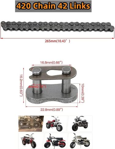 Mini Bike Rear Chain Fits Coleman CT200U CT200U-EX BT200X Mini Bike Chain MB200 MB165 Baja Warrior Heat Mini Baja Motorsports+Chain Adjuster (#420 Chain 90 Link) in Saudi Arabia