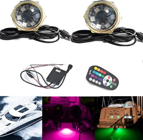 RGBW LED Boat Drain Plug Lights, Standard 1/2" NPT Underwater Multicolor Stern Drain Plug Light with IR Remote APP Dual Control(Pack of 2) in Saudi Arabia