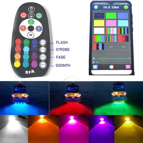 RGBW LED Boat Drain Plug Lights, Standard 1/2" NPT Underwater Multicolor Stern Drain Plug Light with IR Remote APP Dual Control(Pack of 2) in Saudi Arabia