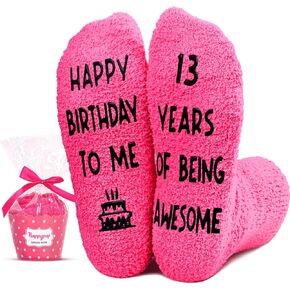 HAPPYPOP 13th Birthday Gifts for Girls, Teenage Girl 13Yr Old Girl Birthday Gift Ideas, Happy 13th Birthday Socks for Teens Girl