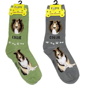 Foozys Unisex Crew Socks | Canine/Dog Collection | Collie