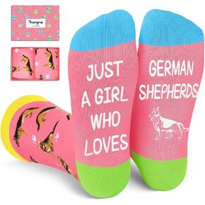 HAPPYPOP Funny GermanShepherd Socks for Girls - Crazy GermanShepherd Gifts Silly Fun Weird Gifts In Pink