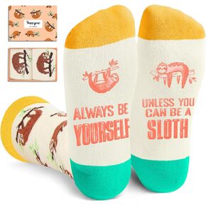 HAPPYPOP Novelty Sloth Socks for Teens - Funny Sloth Socks for Girls Boys, Novelty Sloth Gifts for Men Women, Christmas Stocking Stuffers