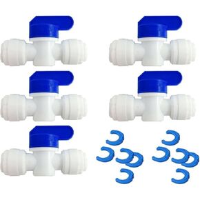 Lemoy Equal Straight OD Tube Ball Valve Quick Connect Fitting 3/8-Inch by 3/8-Inch OD Valve Start RO Water System (pack 10)