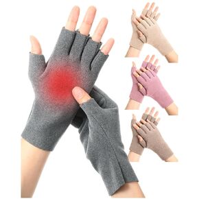 Geyoga 4 Pairs Winter Fingerless Gloves Touchscreen Texting Gloves Self Heat Arthritis Compression Gloves(Multicolor)