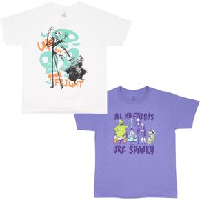 Disney Nightmare Before Christmas Boys Graphic Tees Short Sleeve T Shirts Jack Skellington Graphic Print 2 Pack Boys Tees