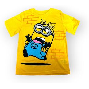 تي شيرت للأطفال مطبوع عليه وجه مضحك من Minions Dave، تي شيرت مرح وملون، بأكمام قصيرة صفراء مريحة وأنيقة in Kuwait