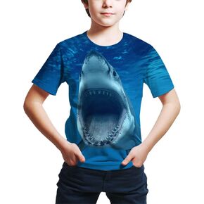 Kids Print 3D Shark Funny Graphic Pattern Tees Shirts for Youth Boys Girls 4-14 Years
