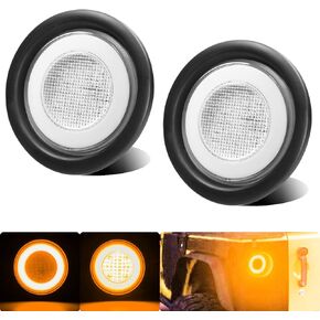 2pcs Clear Lens 4 inch Round LED Trailer Trucks Halo Parking Turn Signal Tail Lights Clear Lens Amber 64 LEDs w/Rubber Grommet Sealed Waterproof IP67 For RV/Van, DC 12V