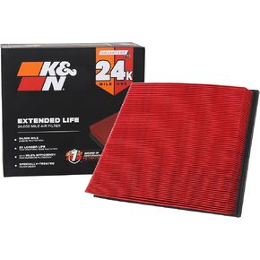K&N High-Flow Original Lifetime Engine Air Filter: Increase Power & Towing, Washable, Premium: Compatible with 2011-2016 Chevy/GMC Diesel (Silverado 2500HD & 3500HD, Sierra 2500HD& 3500HD), 33-2466