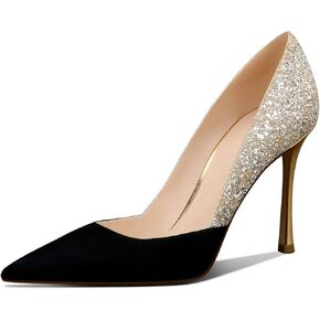 Women's Sparkly High Heels Closed Pointed Toe Pumps 3.74-inch Sexy Slip on Heels Wedding Party Pumps Shoes