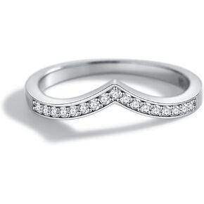Genuine Moissanite 925 Sterling Silver V Shaped Women's Stacked Wedding Band Highly Polished Simple Eternity Ring Comfortable Size: 5-10